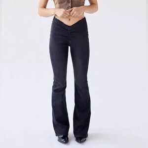 BDG Urban Outfitters NWT Black Ruched V Front Flare Jeans Size 29